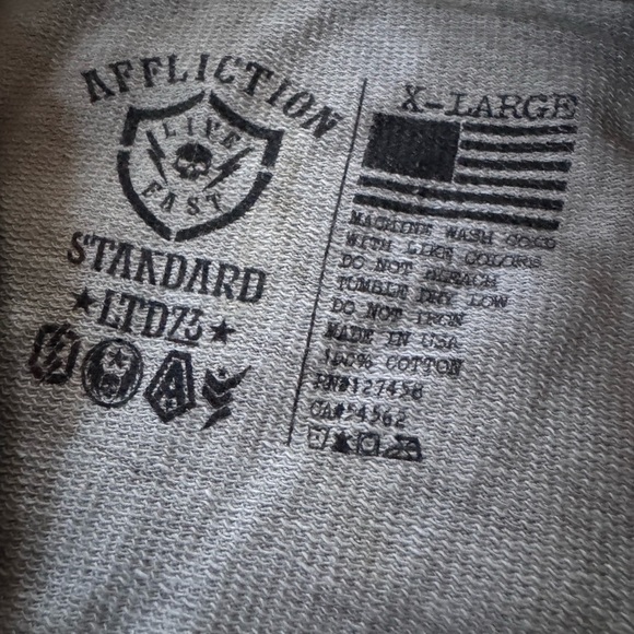 Y2K Affliction Full Zip Sweater Men Size XL Gray - Picture 5 of 5